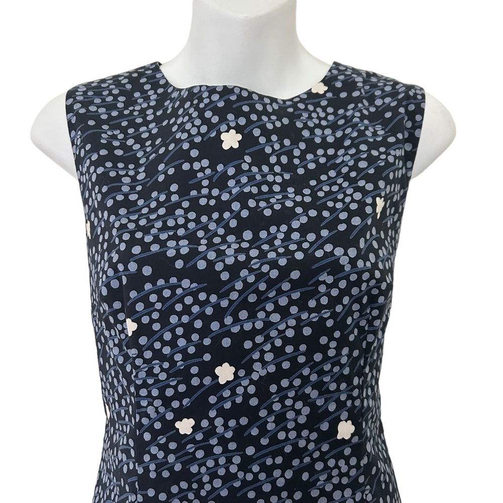 Marimekko blue ditsy floral sleeveless shift dress size 38/small bohemian career - Picture 3 of 10